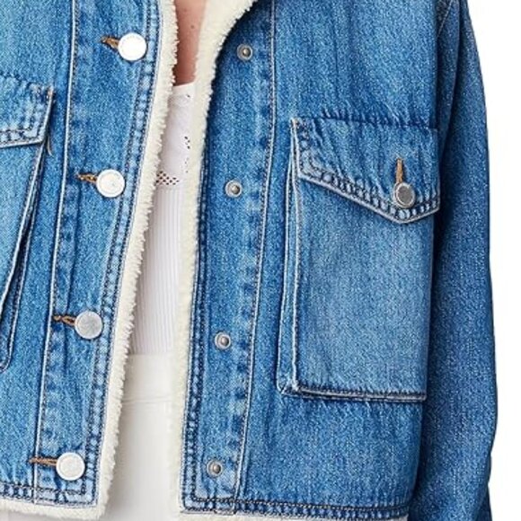 NEW BlankNYC Crash Course fur lining Jacket cotton denim 1225 3s2 - Picture 8 of 9